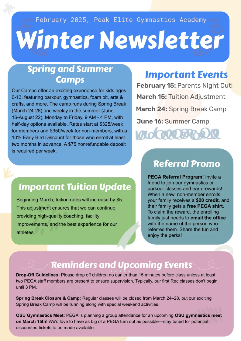 PEGA Winter Newsletter 2025